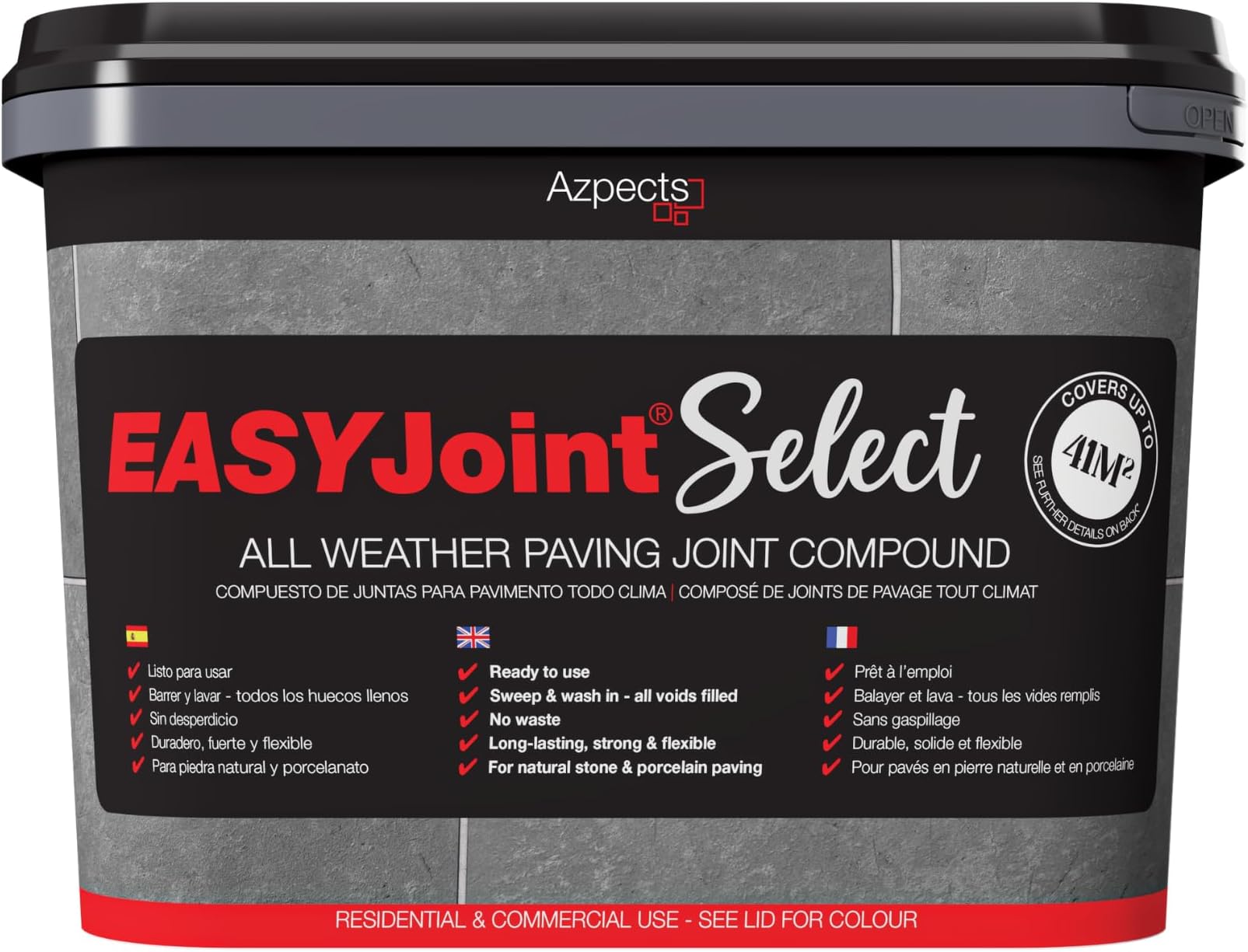 EASYJoint Select Patio Sand Ready Mixed Paving Jointing Compound For Outdoor Ceramic, Porcelain Tiles And More. 12.5kg All Weather, Strong And Durable Sweep In Joint Compound - Jet Black