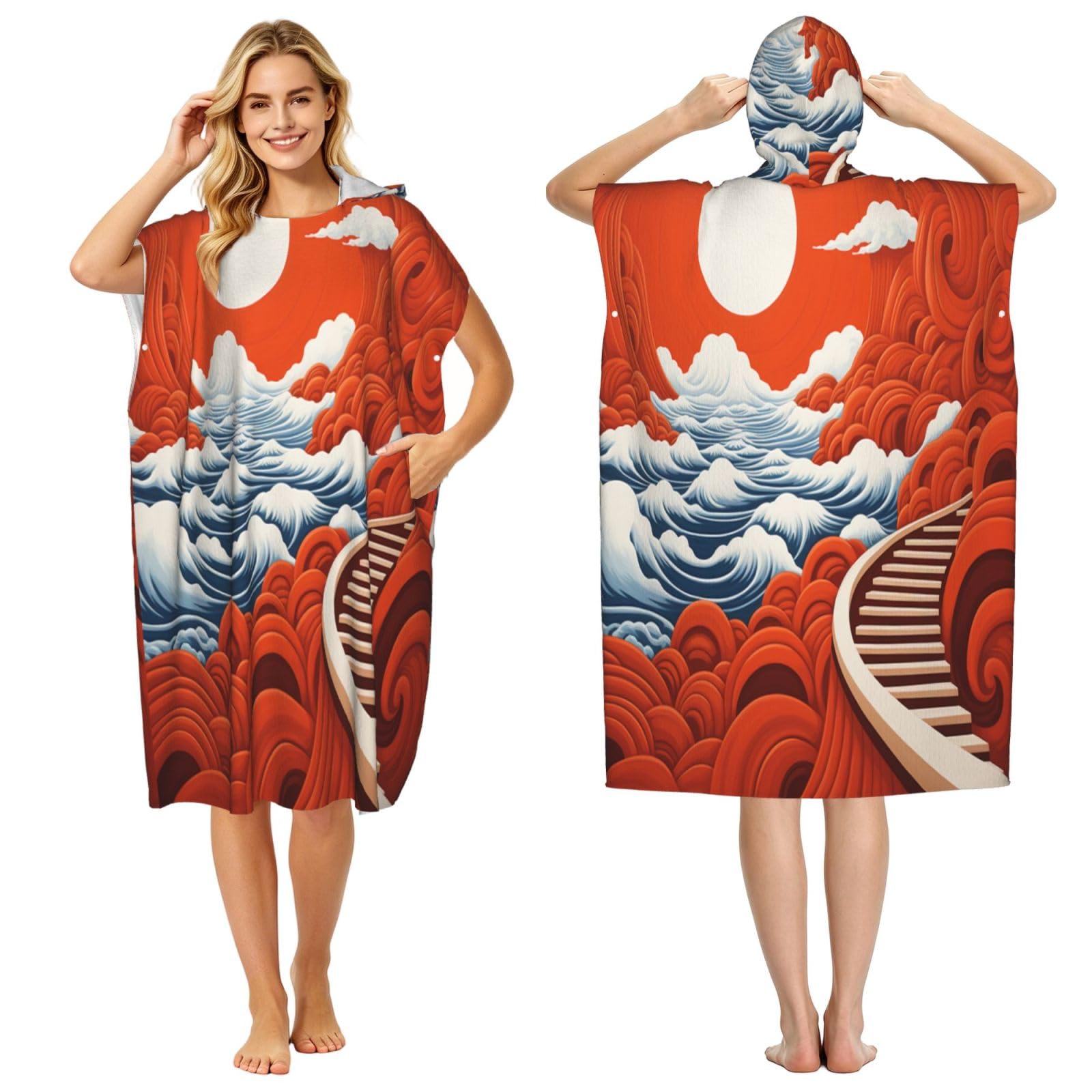 DTHKJNLSF Abstract Sky Adult Hooded Beach Poncho Towel