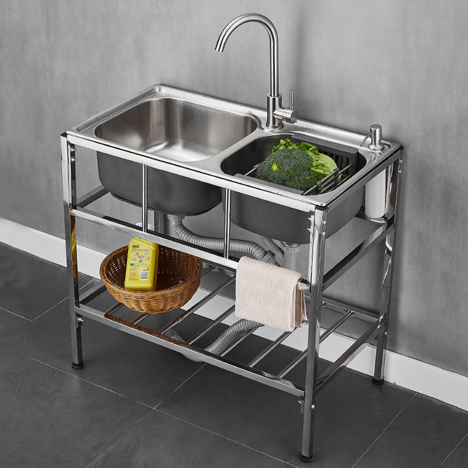 Lavabo multifonction compact pour garage et buanderie afin de laver sans éclabousser