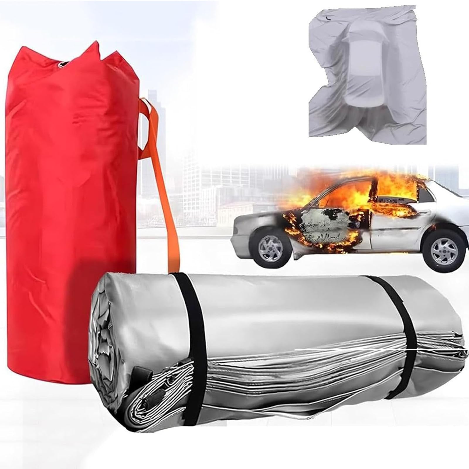 DDZJTPP Fire Blanket Vehicle,Quick Unfolding Fiberglass Flame Retardant Blanket,Emergency Fire Suppression Blanket for Automotive,Motorcycles,Warehouses,House,Camping 3×4m/9.8×13.1ft