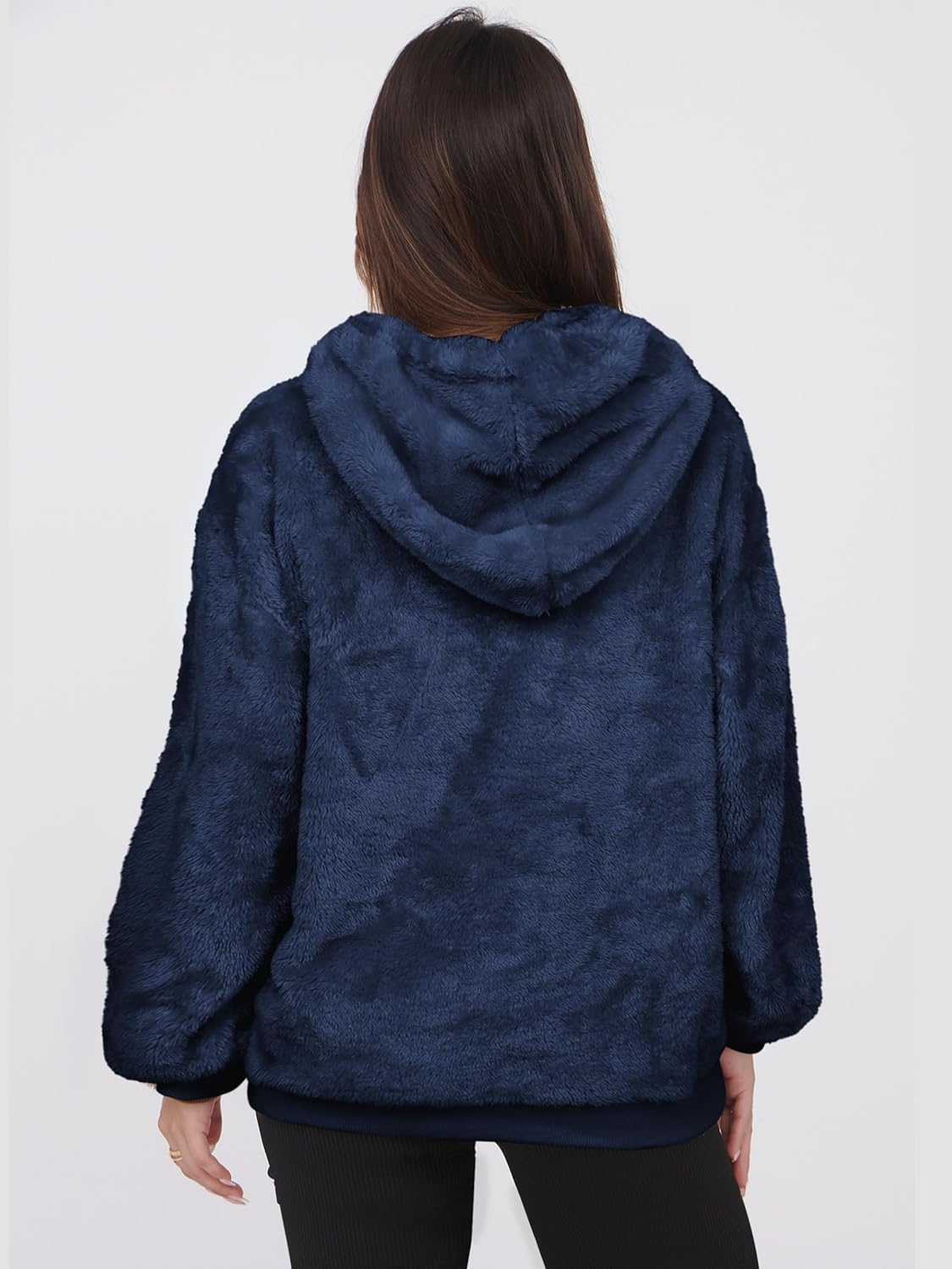 NIeyook Sherpa Fleece Hoodies for Women Fuzzy Oversized Zip up Hoodie with Pockets Casual Pullover Hooded Sweatshirt - Image 3