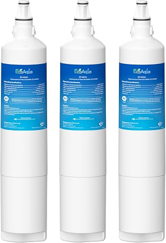 EcoAqua 5231JA2006A Refrigerator Water Filter, Replacement for LG LT600P, 5231JA2006A, 5231JA2006B, KENMORE 46-9990, 9990, 469990 Refrigerator Replacement Filter, 3 Filters