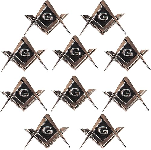 Lot de 10 emblèmes maçonniques chromés de 7 cm pour Voiture, Camion, Moto