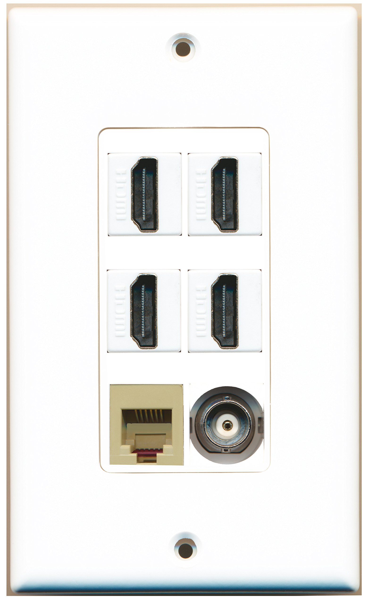 RiteAV – 4 Port HDMI 1 Telefon RJ11 RJ12 beige 1 BNC Wall Plate Dekorative