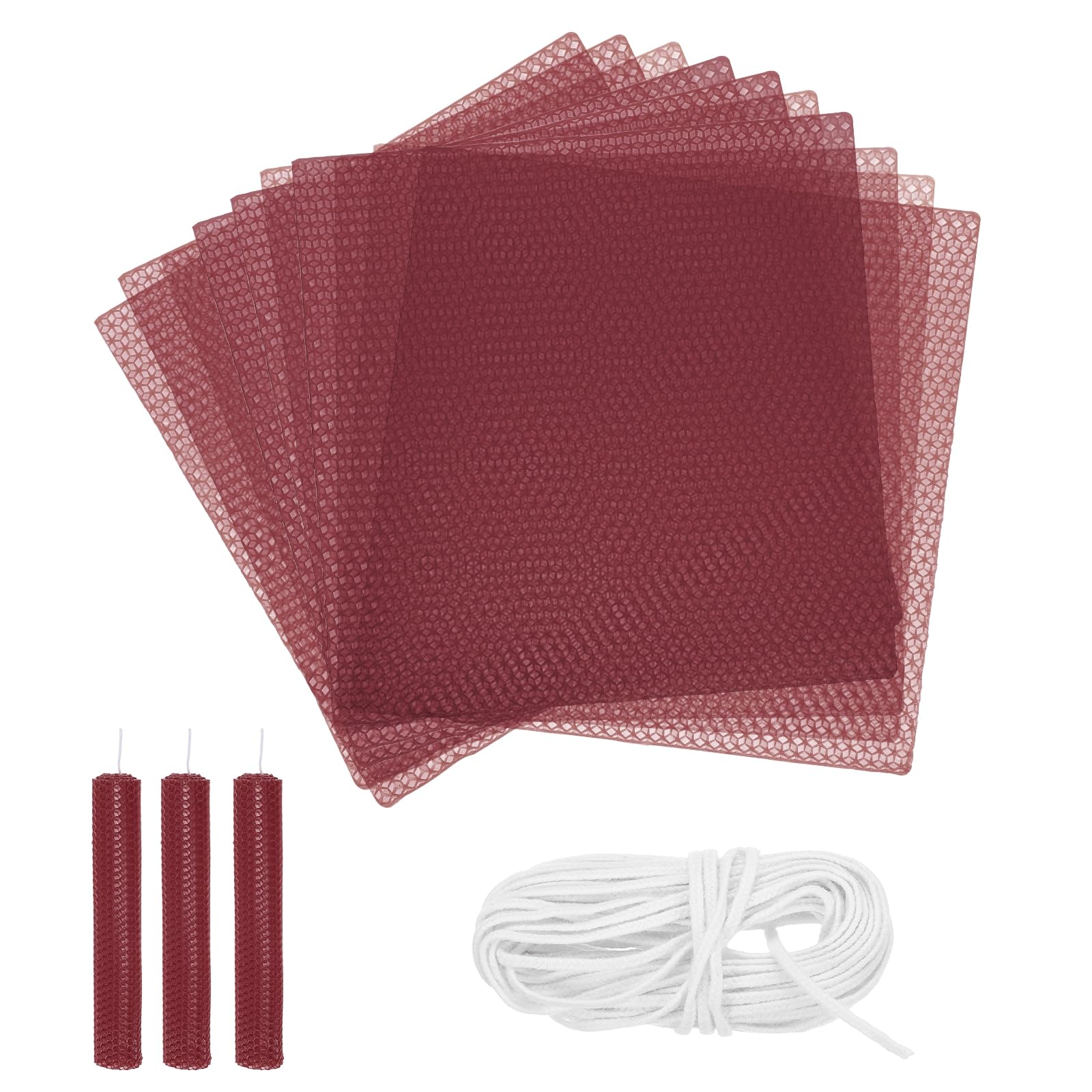 Kit bougie cire d'abeille 10 feuilles rouge foncé pour créer des cadeaux faits main uniques