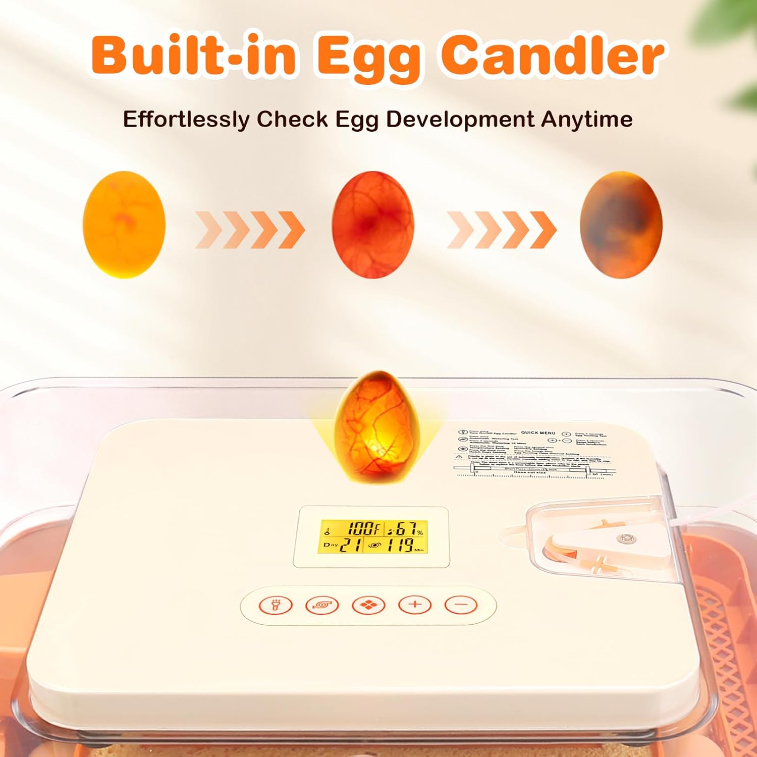 56 Egg Incubator with Automatic Egg Turning and Humidity Control, Egg Incubators for Hatching Eggs Chicken Ducks Goose Quail Pigeon Turkey, Automatic Incubator for Home Classroom Lab Farm