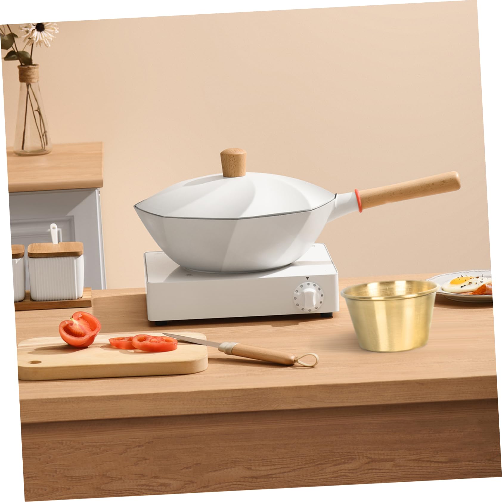 NAMOARLY 5pcs Pancake Sauce Cup Salad Dressing Cups Dipping Sauce Bowl Sauce Dish Ramekin Salad Dressing Round Seasoning Dishes Mini Condiments Vegetable Bowl Stainless Steel Golden