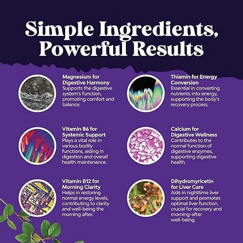 Miniatura 4 de Píldoras de desintoxicación e hidratación del hígado nocturno limpieza a base de hierbas antes y después de la bebida, suplemento de apoyo hepático