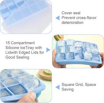 3 Pack Ice Cube Trays, Silicone Ice Cube Tray