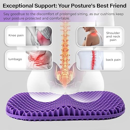 Miniatura 6 de Hugaboom, Cojín de asiento de gel extra grande con funda antideslizante, para silla de oficina, automóviles, Tesla Cybertruck, diseño suave y