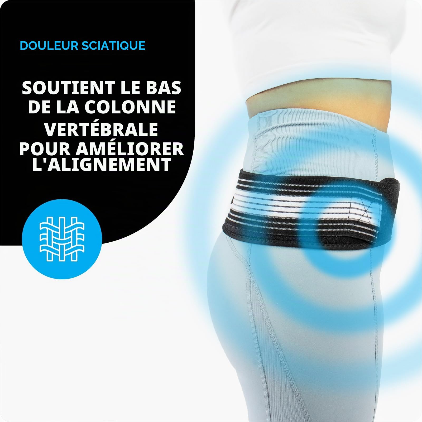 VITTO Sacroiliac SI Ceinture de hanche – Durable et antidérapant pour le bas du dos et du bassin pour homme et femme – Soulagement de la douleur pour la sciatique, le bassin, les lombaires