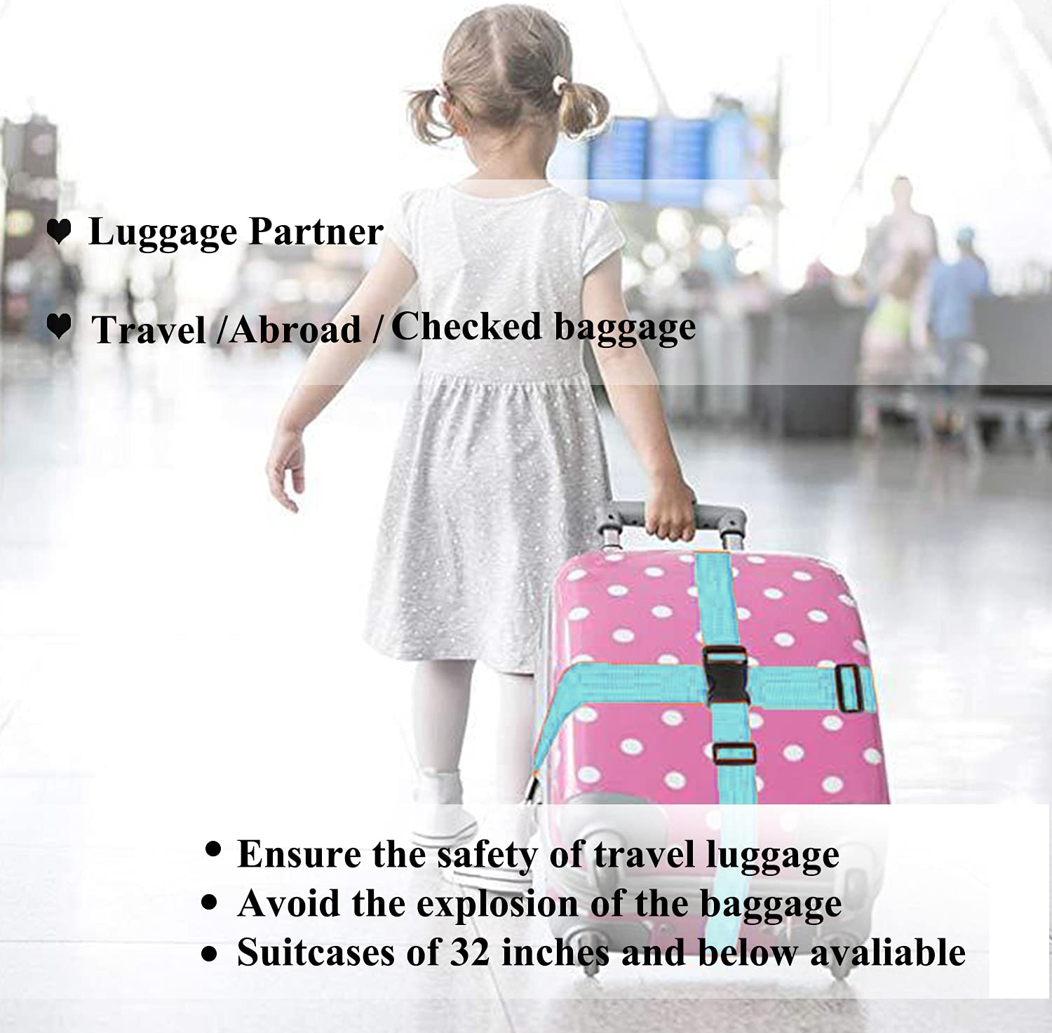 2 Pack Suitcase Belts, Adjustable Luggage Straps, Bright Colors Travel Packing Straps with Quick Release Buckle (Blue) 4
