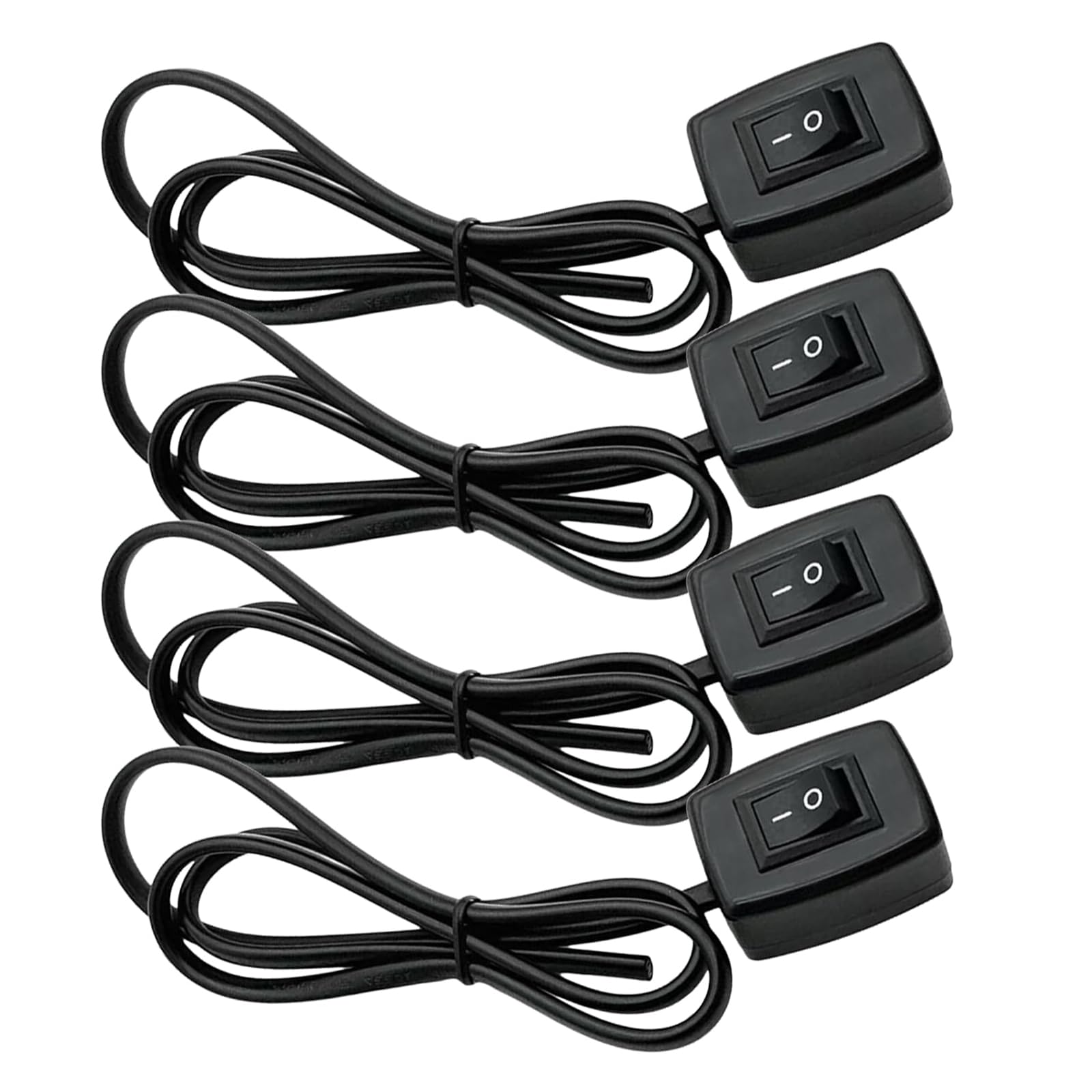 4 x Switch 12 V, Car Switch, Small Surface Car Rocker, Adhesiv Double Car Switch Button, Water Drop, for Switch LED Fog Lamp Daytime Running Light, with Cable 75 cm
