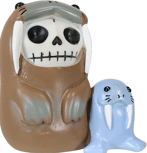 Miniatura 4 de Ebros Gift Furry Bones Utchi El león marino con su amigo de sello azul esqueleto figura coleccionable esqueletos monstruo Halloween Osario macabro