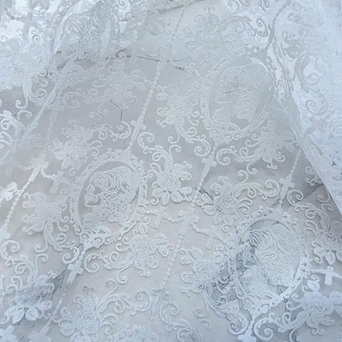 Miniatura 7 de Tela de encaje de 55 pulgadas, tela de encaje de calavera negra suave, tela de encaje floral para coser vestidos, superposición de fiesta, cortinas,