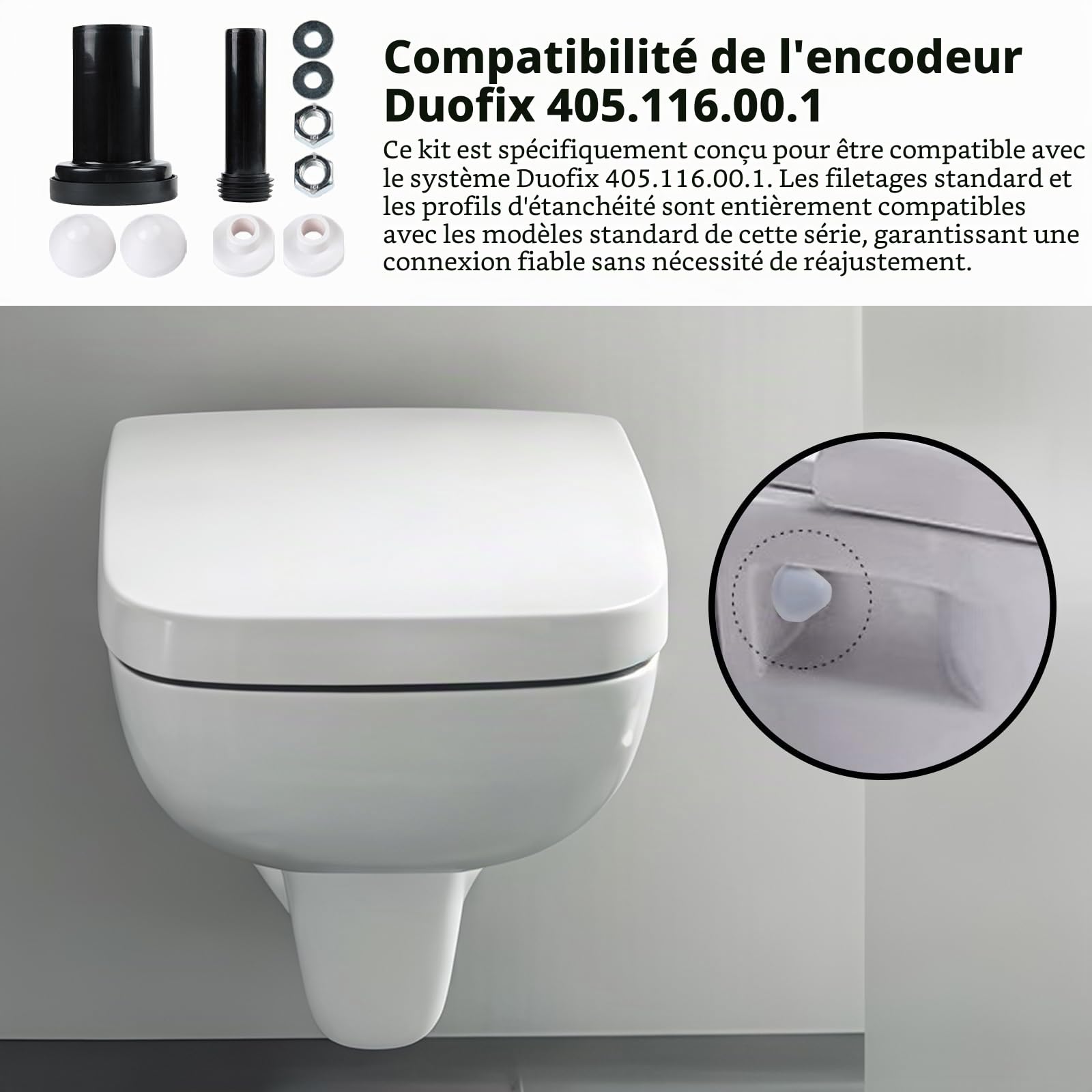 Kit de raccordement pour chasse d'eau murale, diamètre du tuyau en PVC 90/110, longueur 180 mm, compatible avec Geberit Duofix 405.116.00.1 - Tuyau de vidange mural (modèle :