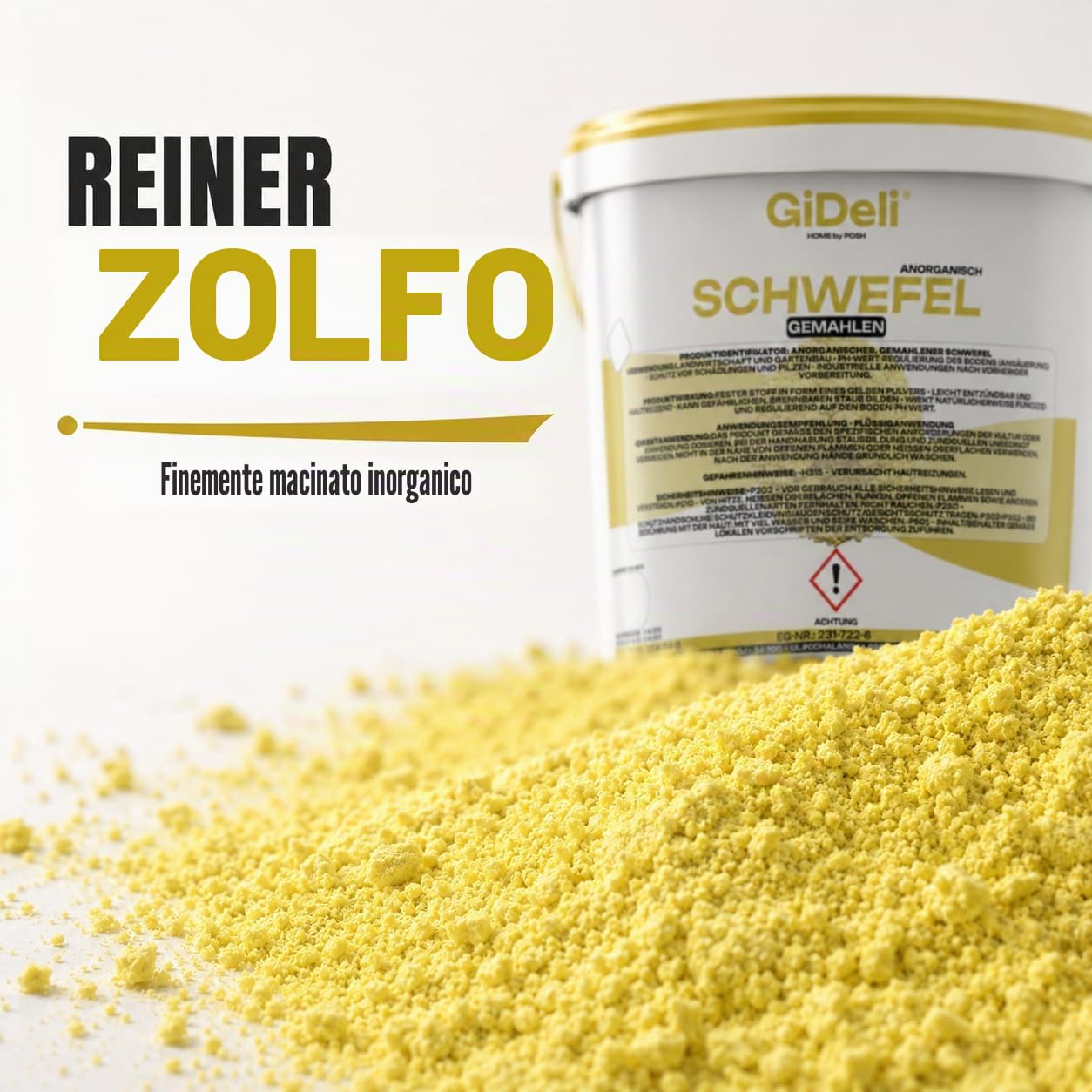 GiDeli Zolfo in polvere 5 kg inorganico 99,9% fine per l'industria cosmetica per la cura del suolo, piante zolfo nel secchio