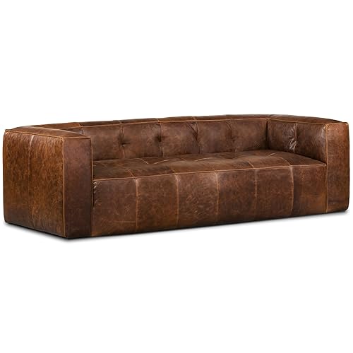 POLY & BARK Capa 96.5" Sofa – Chocolate Brown Full-Grain