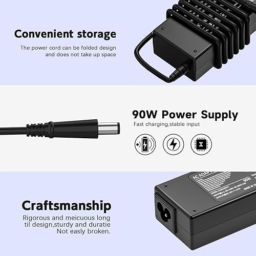 Miniatura 6 de ROLADA Cable de alimentación de 90 W y 65 W compatible con HP Pavilion todo en uno de 18 pulgadas, 19 pulgadas, 20 pulgadas, 21 pulgadas, 22