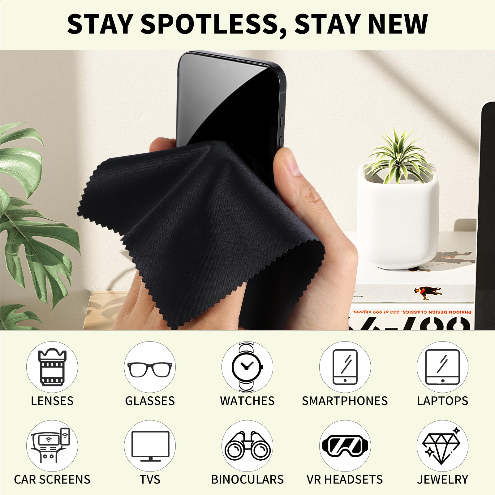 ECO-FUSED Microfiber Cleaning Cloths, 40 Pack, (6 x 7 inches) for Cleaning Glasses Spectacles, Camera Lenses, Tablets, Phones - Image 4