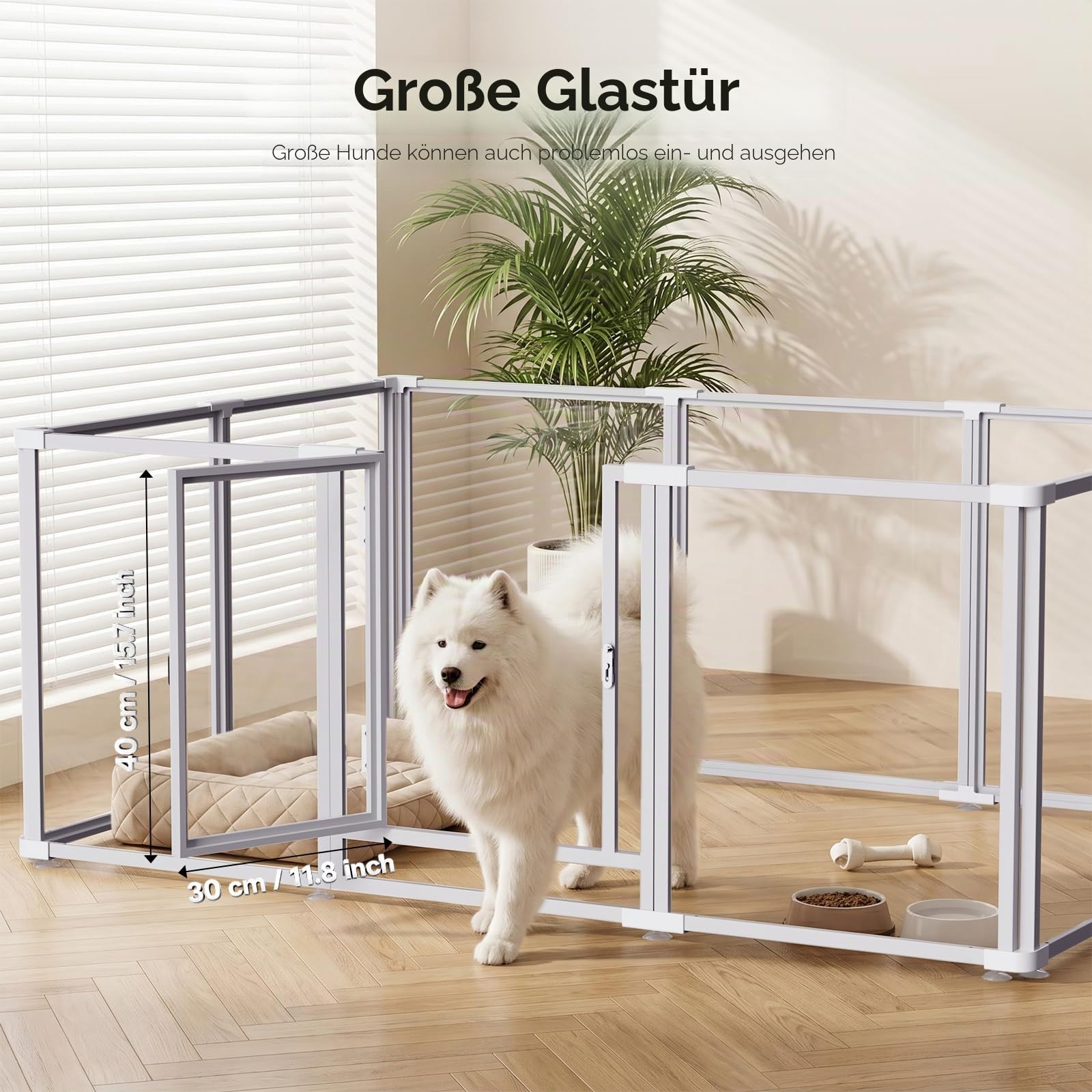 Acryl welpenlaufstall 10 Paneele, Laufstall Hund 60 cm Hoch, Welpenauslauf Metallrahmen, Hundelaufstall für Wohnung mit Tür,Einfache Montage, Leicht zu reinigen,Robust für Kleine Hunde, Welpen