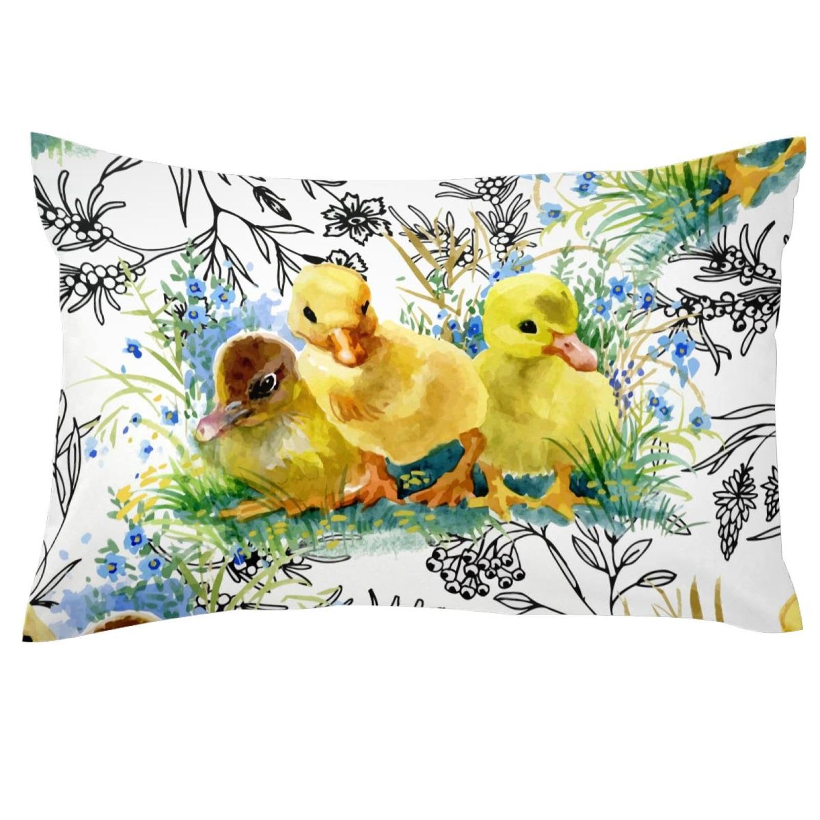 Little Fluffy Ducklings Cushion Covers, 1 Pack Throw Pillow Covers Decorative Soft Velvet Pillowcase for Couch Sofa Bed Car Living Room, 16x24 Inch