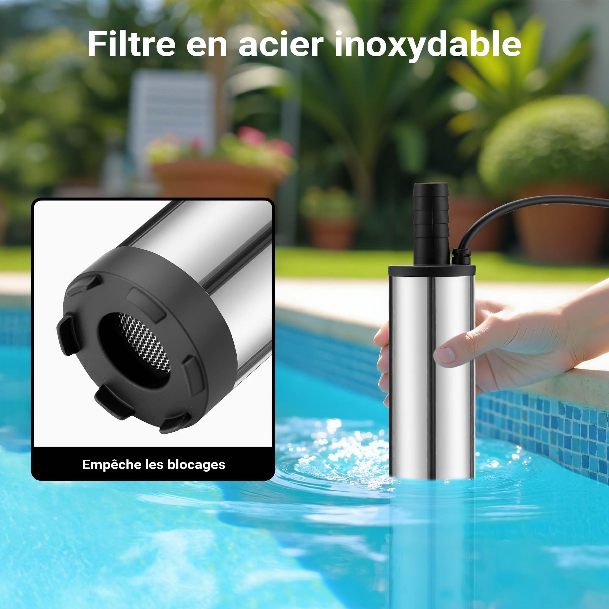 Wiltec Mini pompe à Gasoil et Eau – 12 V / 20 W / 12-15 l/min 8500 tr/min – Submersible – avec Câble et sonde – Pour Vidange de liquide Extraction Drainage