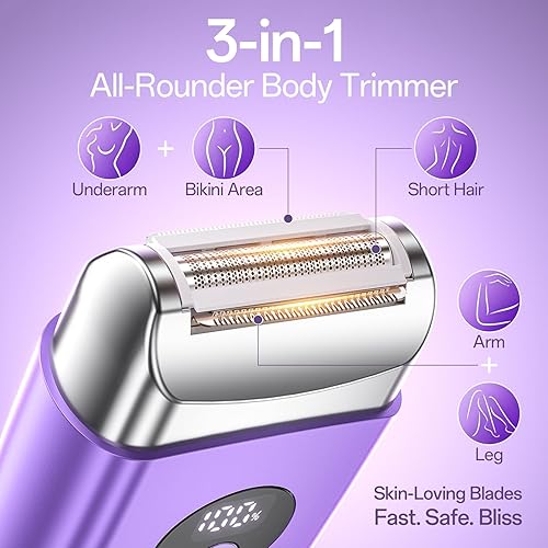 Miniatura 4 de Maquinilla de afeitar eléctrica inalámbrica para mujeres, maquinilla de afeitar eléctrica de viaje con pantalla LED, afeitadora recargable para el