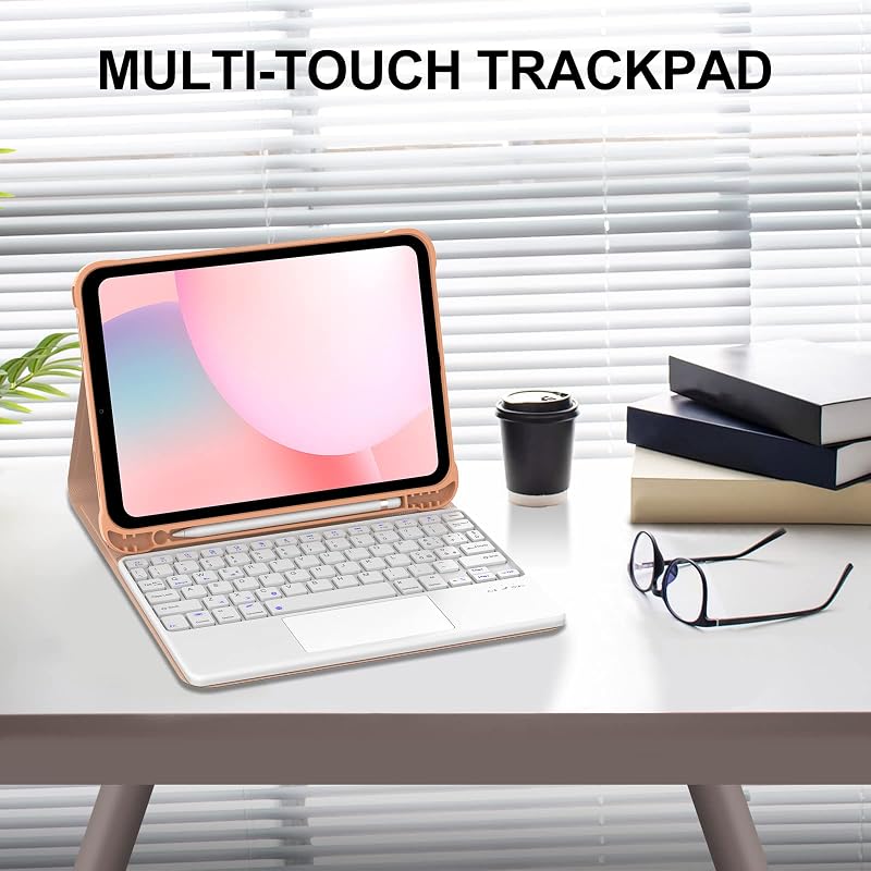JADEMALL iPad 10/11 Billentyűzet Trackpad Mágneses Bluetooth Detachható Tok Rózsaszín