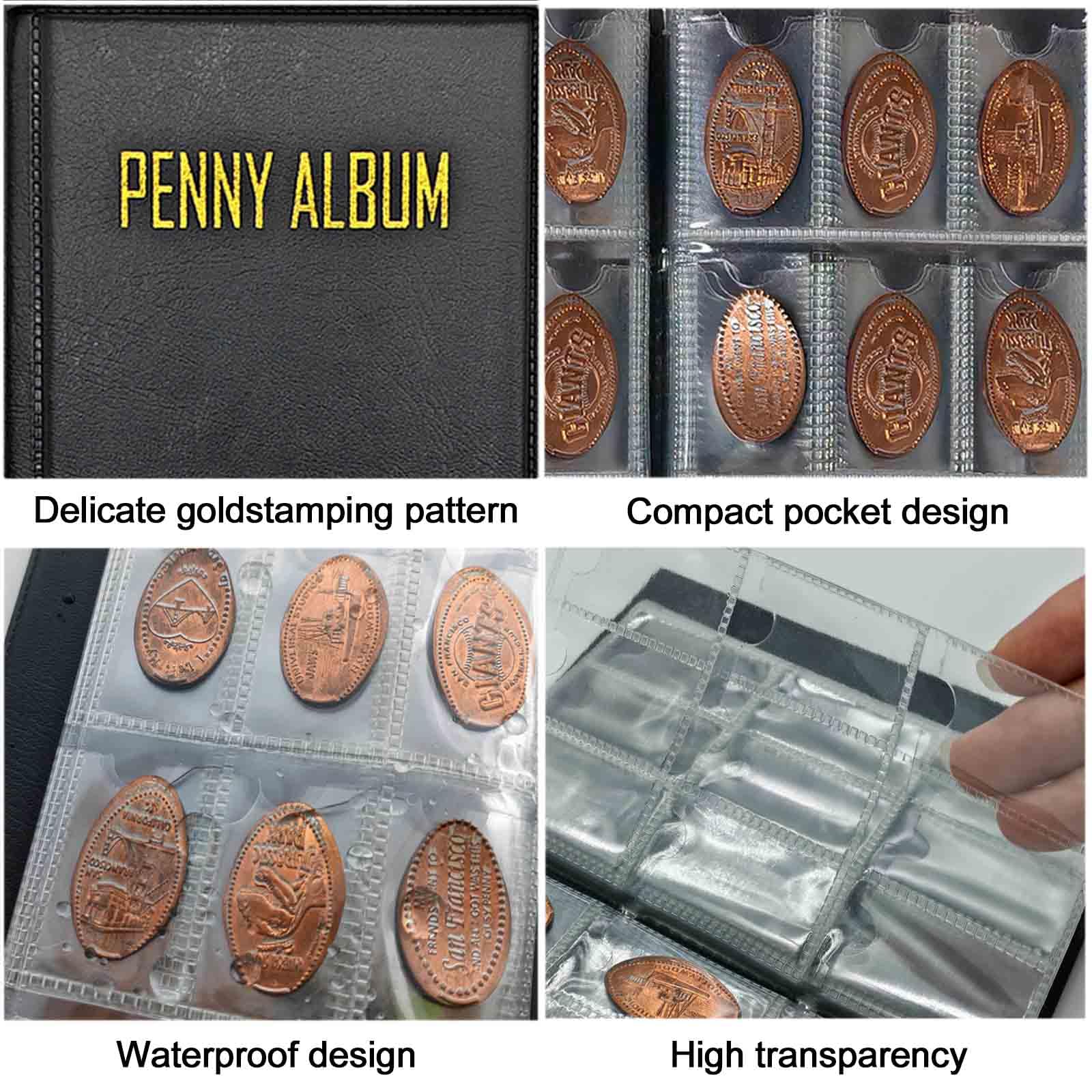 108 Taschen Gepresstes Penny Sammelalbum Buch, Portable Smashed Pressed Penny Album Buch Halter für Sammler, geeignet für Arbeit oder Reisen
