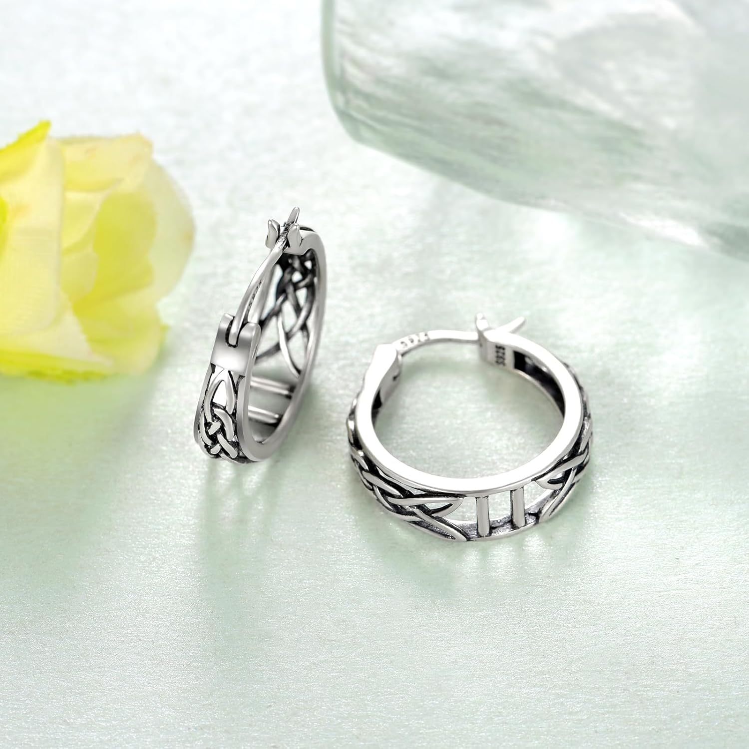 Celtic Earrings 925 Sterling Silver Celtic Knot Hoop Earrings Irish Jewelry Gifts for Women - Image 3