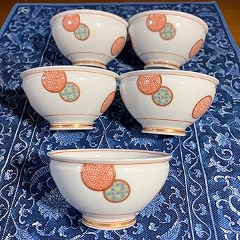 Amazon | 深川製磁 赤絵丸紋 湯呑み 湯呑揃 5個 | ノーブランド