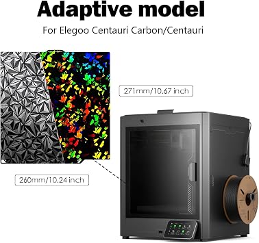 Centauri Carbon/CC2 Build Plate Double Sided Smooth H1H & PEO Board | 260x271MM Removable Heated Bed Flexible Spring Steel Platform for Elegoo CC/Centauri Carbon 2 3D Printer Accessories