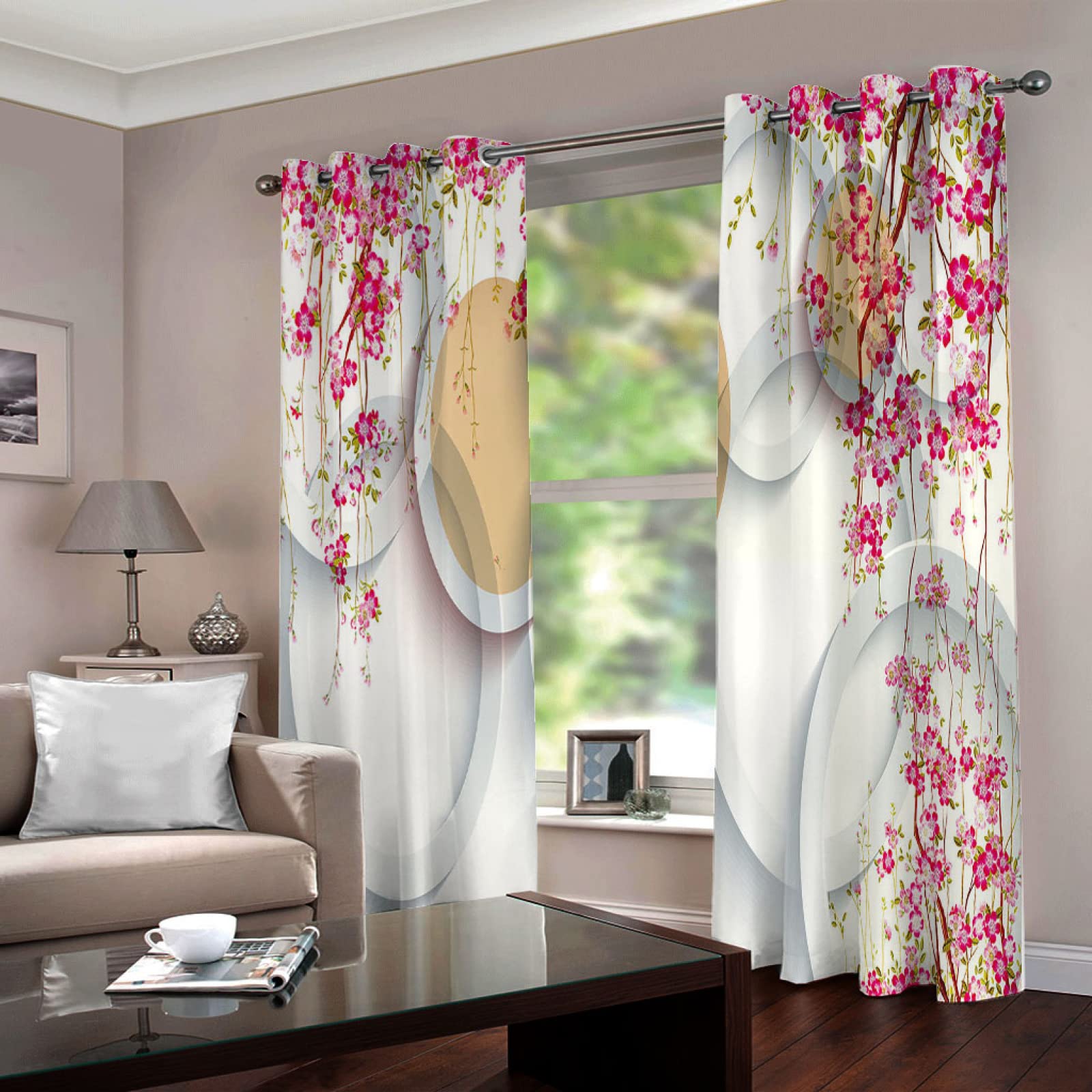 Amazon｜遮光カーテン ピンク＆フラワー 2 x 幅75 x 丈178cm 防音 防寒