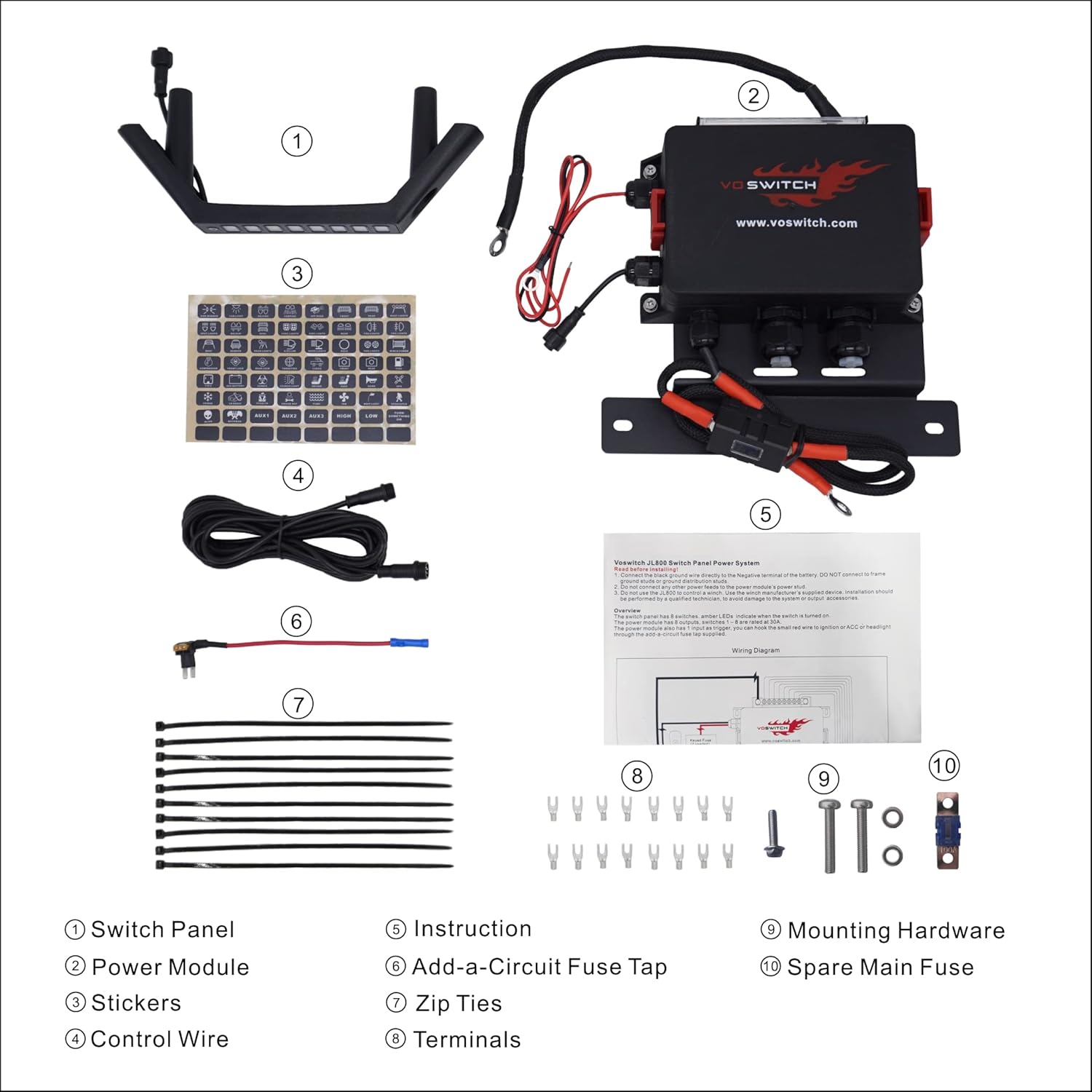 Voswitch JL800 Grab Handle Switch Panel for Jeep Wrangler JL 2018-2023 and Gladiator 2020-2023