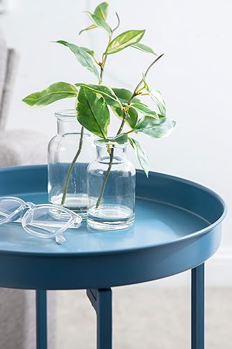 Miniatura 4 de Kate and Laurel Celia - Mesa redonda plegable de metal, 15 x 26 pulgadas, color azul, mesa auxiliar pequeña de transición con bandeja magnética