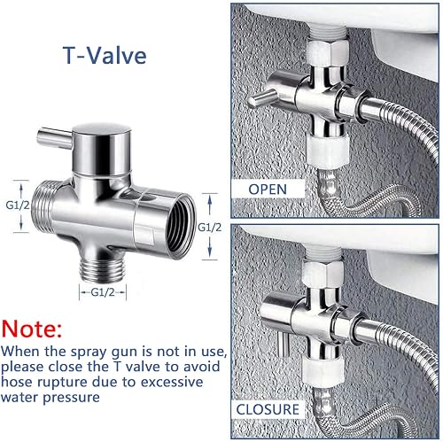 Handheld Bidet Sprayer Kit - Stainless Steel Douche Muslim Shower Spray with Hose Bidet for Toilet Cleaning, Pet Bath, Personal Hygiene - 7
