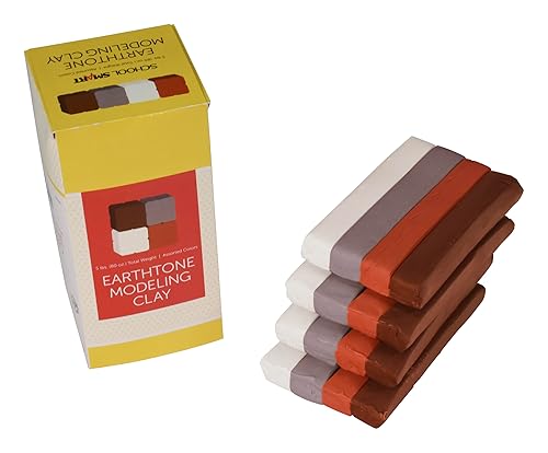 School Smart Arcilla de modelado para uso escolar y doméstico, diseño permanentemente suave, 5 libras, colores surtidos de tonos de tierra