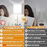 【Upgraded】Set of 2 Touch Control Table Lamps with 2 USB Ports & AC Outlet, 3-Way Dimmable Bedside Nightstand Lamps for Living Room Nursery Office Bedroom, E26 800 Lumens 5000K Daylight Bulbs Included