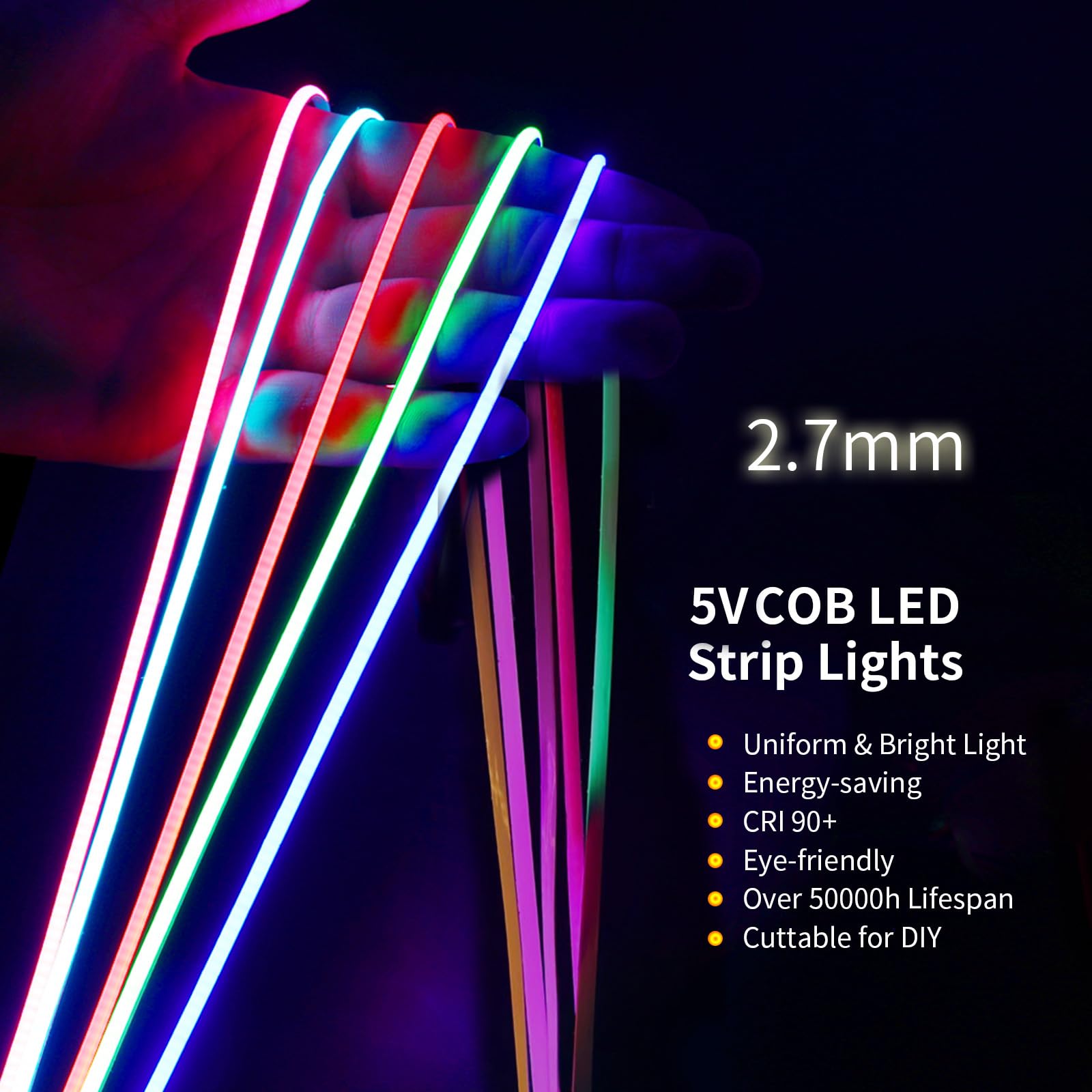 Striscia LED COB 5V 3m - 480 LED/m Per TV, Cucina, PC Con Regolazione Luminosità - Foto 9