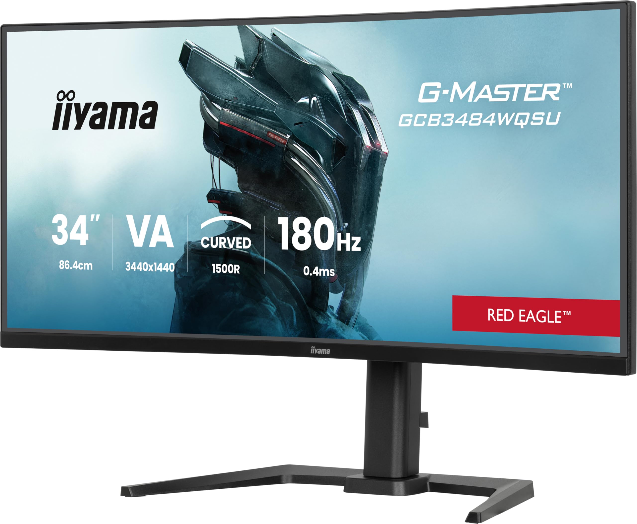 iiyama G-Master Red Eagle GCB3484WQSU-B1 Curved 1500R 86.4cm 34“ VA LED Gaming Monitor UWQHD HDMI DP USB3.2 USB-C 0.4ms 180Hz HDR400 FreeSync Premium Pip/PBP Höhenverstellung schwarz 34 Zoll – Bild 3