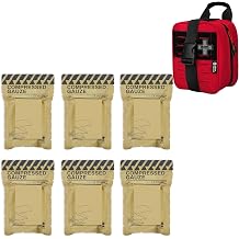 RHINO RESCUE Sterile Compressed Gauze for Emergency Wound Dressing+IFAK Trauma Kit with C-A-T Tourniquet for Wound Care BSC, Red