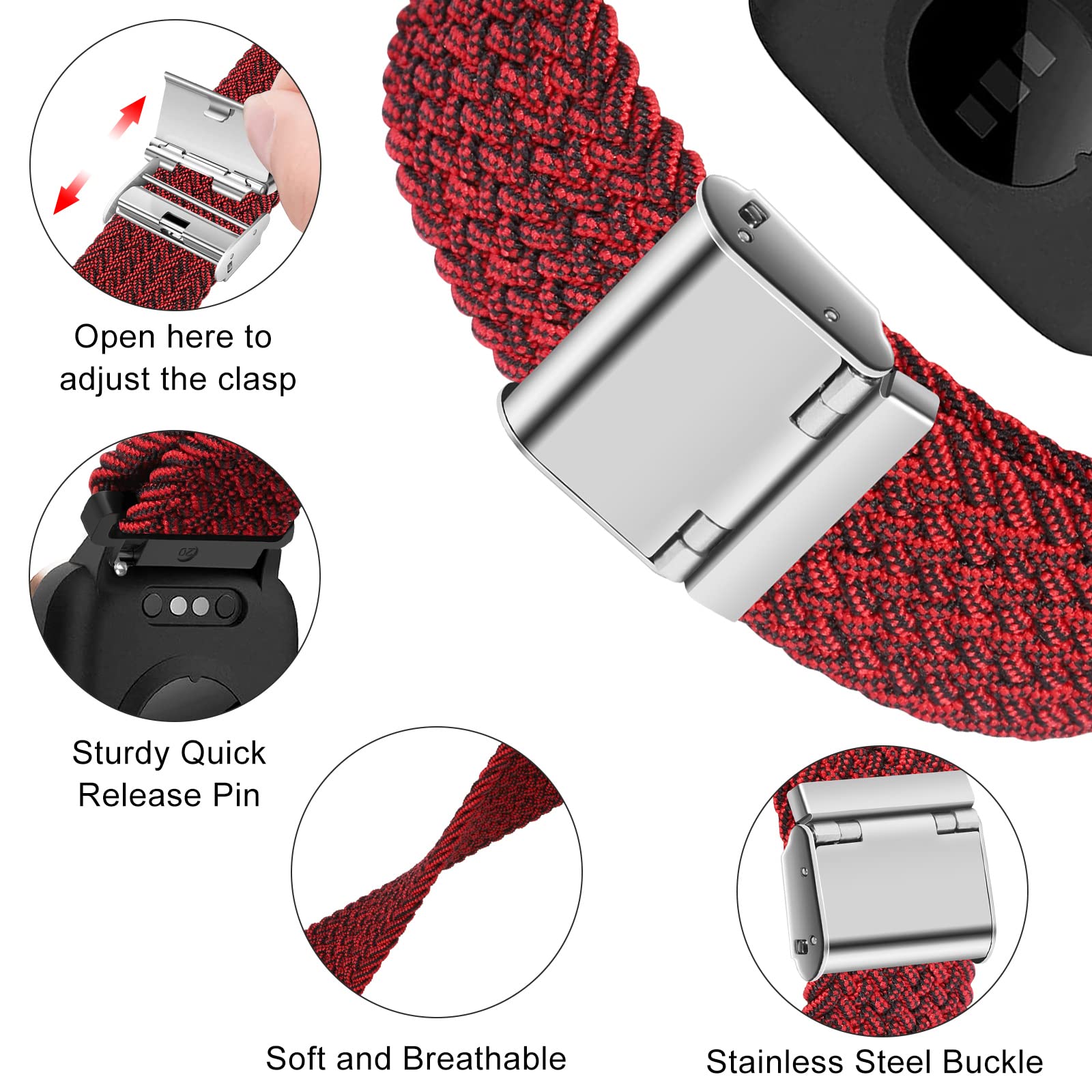 Cinturino per Amazfit Active, 20mm Sport Nylon Ricambio Elastica Cinturini per Amazfit GTS, GTS 4 Mini, GTS 4, GTS 3, GTS 2, GTS 2 Mini, GTR Mini, Amazfit Bip, Bip U, Bip U Pro, Bip 3, Bip 3 Pro