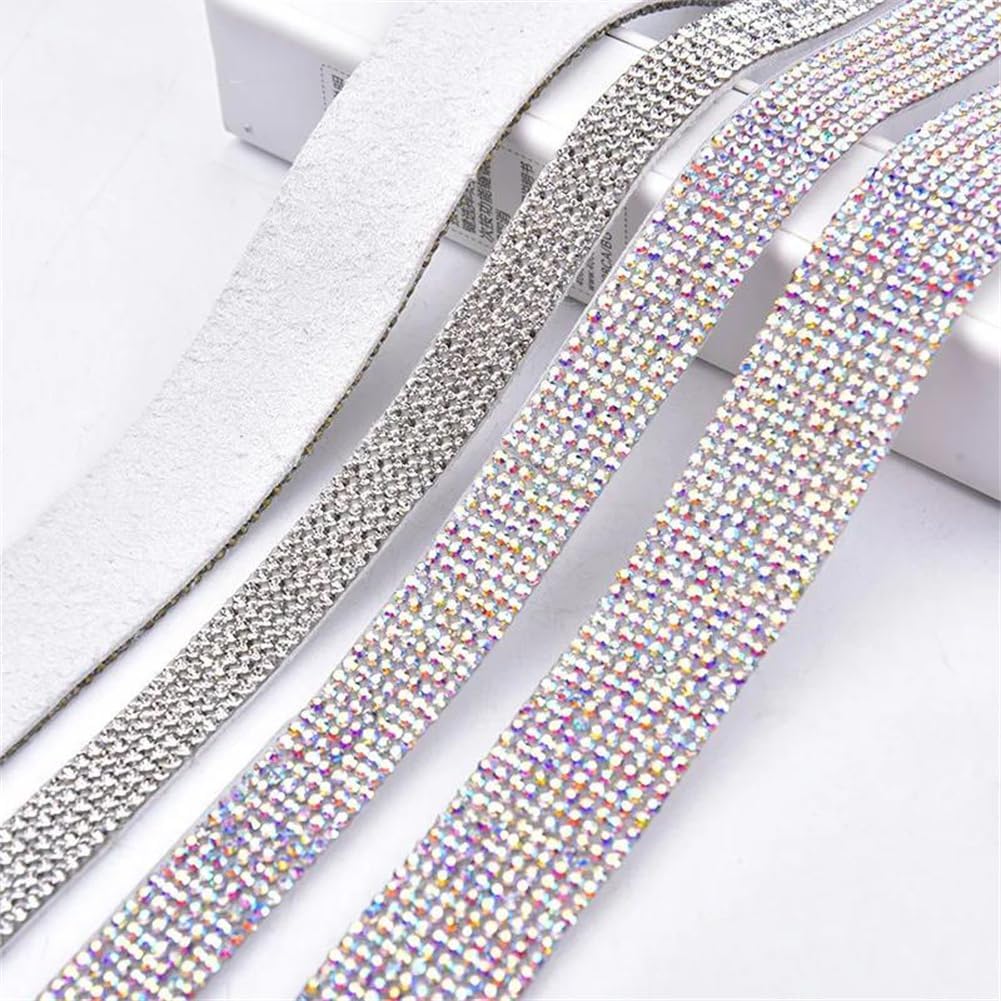 10M 5/10Rows Sewing Rhinestone Trim Clear Crystal AB Ribbon Wedding Dress Decoration Applique AB Color 5 Rows