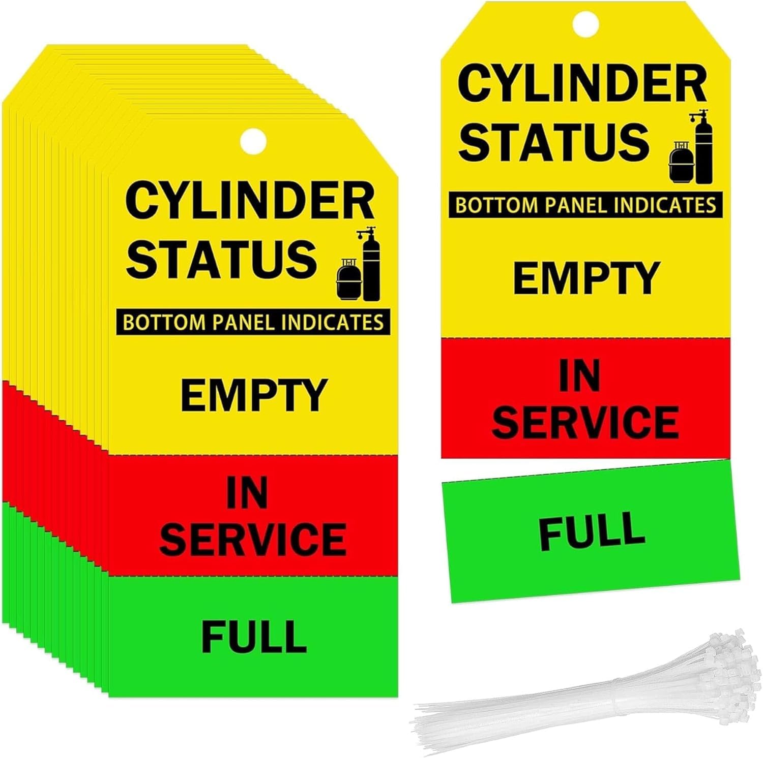 150 Pcs Cylinder Status Sign Tags with Strings, Waterproof Gas Status Tanks, 2.3x4.5 inch, Full/in Use/Empty, Cylinder Labels Cylinder Tag for Checking The State of The Cylinder