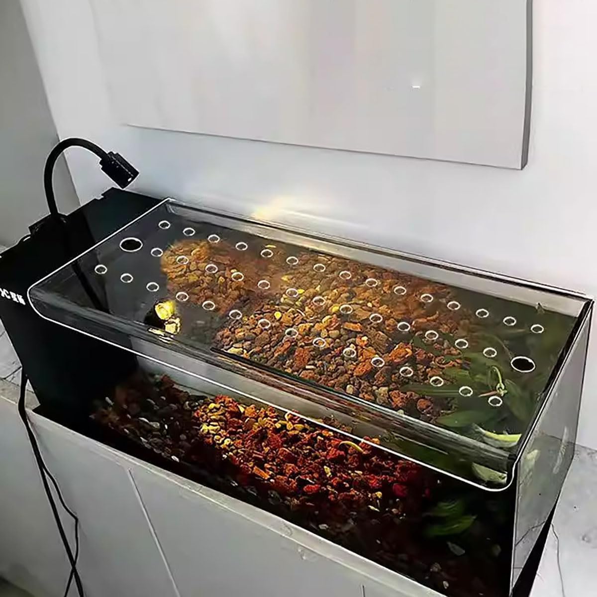 Fish Tank Safety Cover, Pet Proof Aquarium Lid, Fish Tank Hood Replacement Cover with Feeding Hole