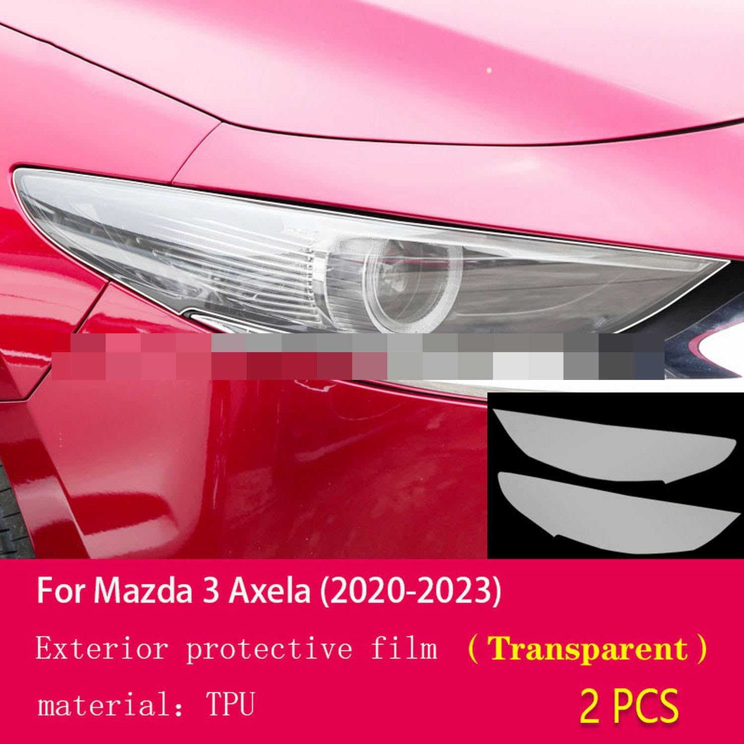 JCAKES Car Exterior Headlight Anti-Scratch TPU PPF Protective Film Anti-Scratch Repair Film Accessories，for Mazda 3 Axela 2020-2023