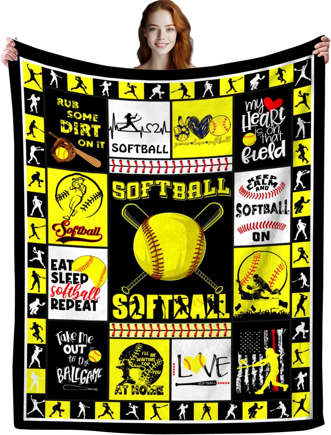 Softball Blanket Super Soft Flannel Blankets and Throws Outdoor Ball for Bedding