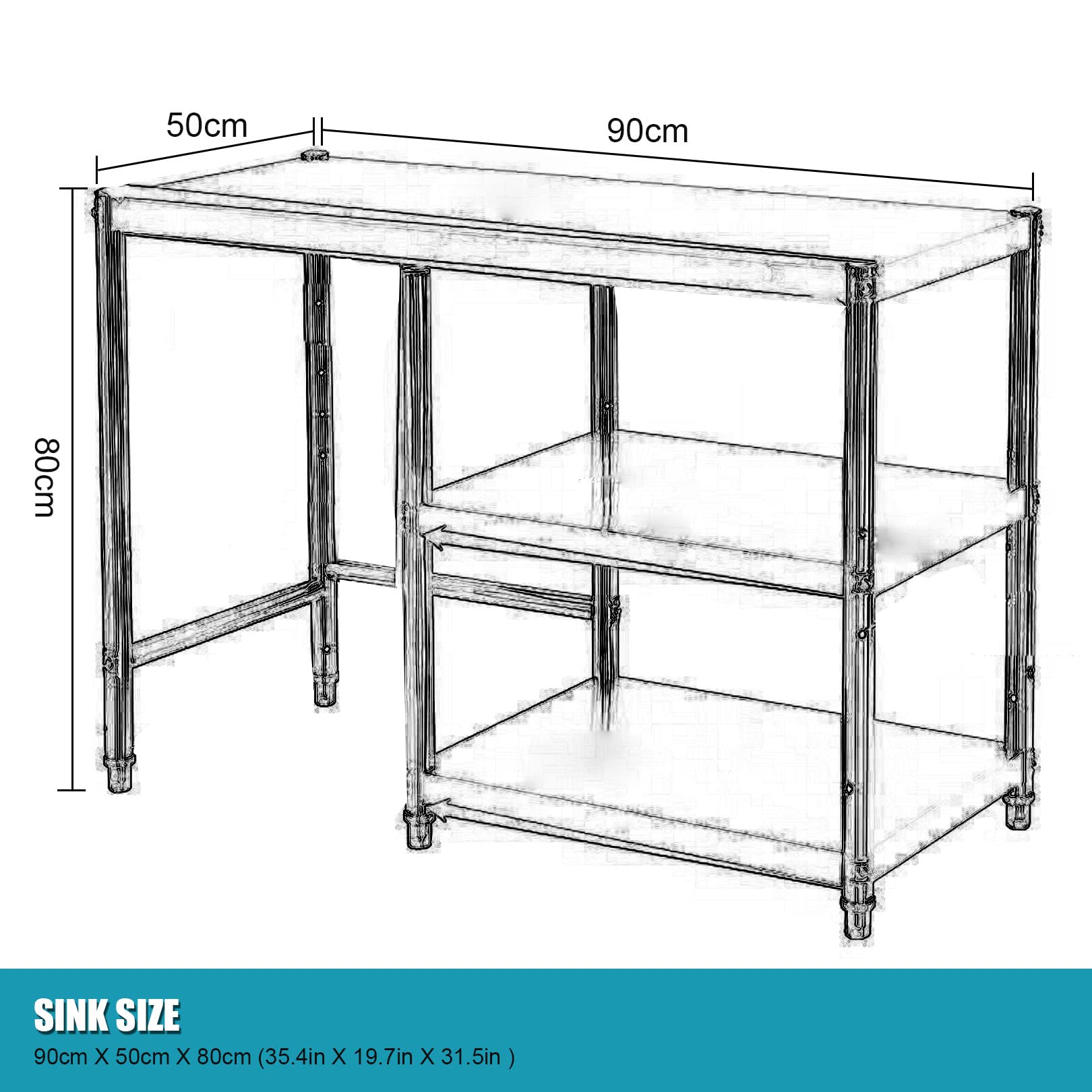 Mesa de Acero Inoxidable, Mesa de preparación y Trabajo con Estante Inferior y pie de Mesa, para Cocina Comercial Restaurante Bar lavadero