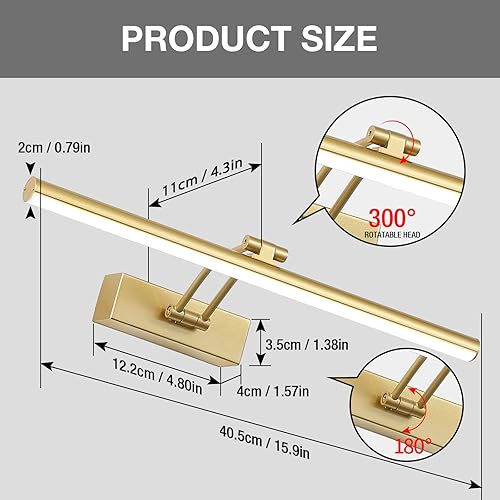 Miniatura 6 de HOWMZON Luz de imagen inalámbrica, 5000 mAh funciona con pilas, luces de imagen con control remoto, luz de arte dorada, luz de pintura de metal